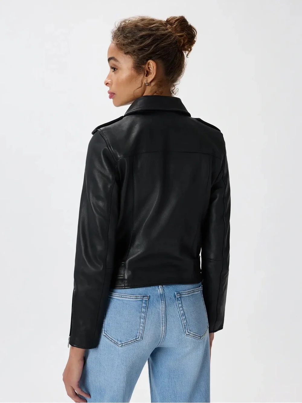 Quince 100% Leather Motorcycle Jacket - True Black - Picture 6 of 11